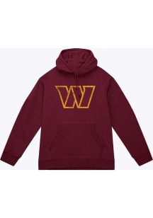 Mitchell and Ness Washington Commanders Mens Burgundy Distressed Prime Logo Long Sleeve Hoodie