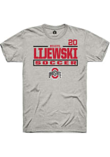Rileyl Lijewski Ohio State Buckeyes Ash NIL Stacked Box Short Sleeve Player T Shirt