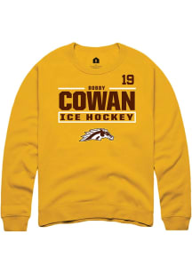 Bobby Cowan Western Michigan Broncos Mens Gold NIL Stacked Box Player Crew