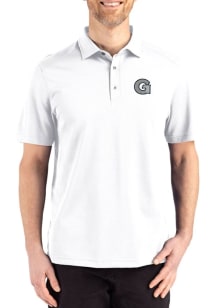 Cutter and Buck Georgetown Hoyas Mens White Advantage Refresh Short Sleeve Polo