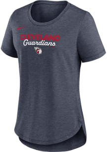 Nike Cleveland Guardians Womens Navy Blue Script Short Sleeve T-Shirt
