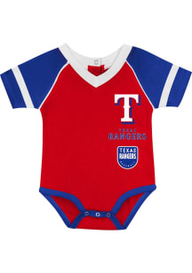 Texas Rangers Baby Royal Blue Double Hit Short Sleeve One Piece