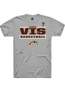 Carson Vis Western Michigan Broncos Grey NIL Stacked Box Short Sleeve Player T Shirt