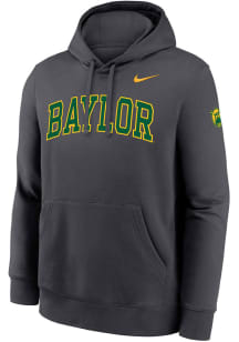 Nike Baylor Bears Mens Anthracite Twill Club Fleece Long Sleeve Hoodie