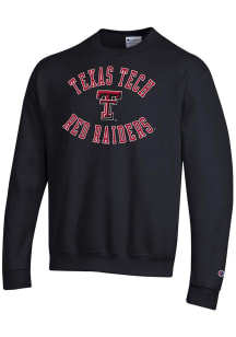 Champion Texas Tech Red Raiders Mens Black Powerblend Long Sleeve Crew Sweatshirt