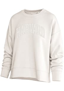 Harvard Crimson Womens Ivory Camp Cashmere Crew Sweatshirt