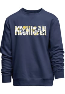 Michigan Wolverines Womens Navy Blue Quilted Everyday Crew Sweatshirt