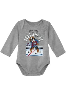 Bernie  Outer Stuff Colorado Avalanche Baby Grey Mascot On Ice Long Sleeve One Piece