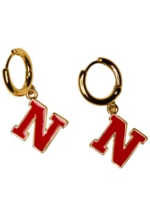 Nebraska Cornhuskers Enamel Huggie Womens Earrings
