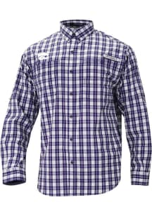 Columbia K-State Wildcats Mens Purple Heat Seal Super Tamiami Long Sleeve Dress Shirt