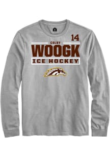 Colby Woogk Western Michigan Broncos Grey NIL Stacked Box Long Sleeve Player T Shirt