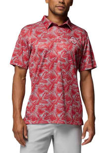 Columbia Ohio State Buckeyes Mens Red Super Terminal Tackle Short Sleeve Polo