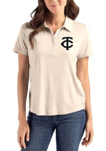 Cutter and Buck Minnesota Twins Womens Oatmeal Coastline Eco Mono Short Sleeve Polo Shirt