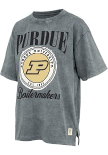 Pressbox Purdue Boilermakers Womens Charcoal Falkland Moonstone Short Sleeve T-Shirt