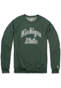 The Mitten State Michigan State Spartans Mens Green Arch Script Long Sleeve Crew Sweatshirt