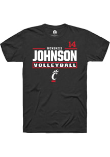 McKenzie Johnson Cincinnati Bearcats Black NIL Stacked Box Short Sleeve Player T Shirt