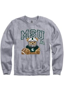 Summit Sportswear Michigan State Spartans Womens Grey Bear Necessities Crew Sweatshirt
