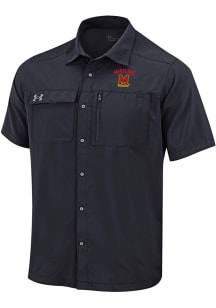 Under Armour Maryland Terrapins Mens Black Motivate Motivate Short Sleeve Dress Shirt