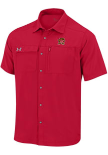 Under Armour Maryland Terrapins Mens Red Motivate Motivate Short Sleeve Dress Shirt