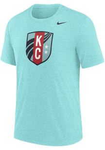 Nike KC Current Teal Distressed Primary Logo Short Sleeve Fashion T Shirt