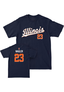 Keaton Wagler  Illinois Fighting Illini Navy Blue Campus Ink  Short Sleeve Fashion T Shirt