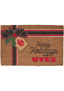 Utah Utes Holiday Bow 19.5x29.5 Door Mat