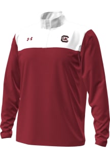 Under Armour South Carolina Gamecocks Mens Red Primary Logo Blocked Long Sleeve Qtr Zip Pullover
