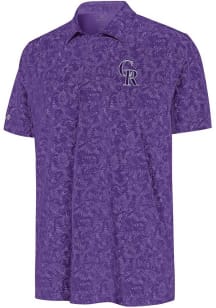 Antigua Colorado Rockies Mens Purple Lush Short Sleeve Polo
