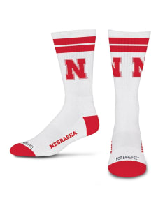 Nebraska Cornhuskers White Stripes Mens Crew Socks