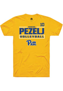 Marina Pezelj Pitt Panthers Gold NIL Stacked Box Short Sleeve Player T Shirt