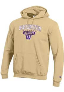 Champion Washington Huskies Mens Gold Pill Box Grandma Powerblend Long Sleeve Hoodie