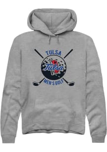 Rally Tulsa Golden Hurricane Mens Grey Men's Golfer Long Sleeve Hoodie