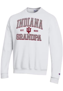 Champion Indiana Hoosiers Mens White Est. Date Grandpa Powerblend Long Sleeve Crew Sweatshirt