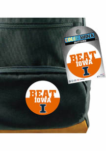 Illinois Fighting Illini BEAT Iowa 3in Button - Navy Blue
