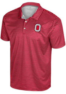 Colosseum Ohio State Buckeyes Mens Red Staff Striped Short Sleeve Polo