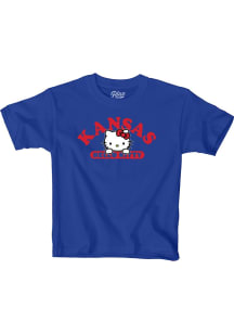 Blue 84 Kansas Jayhawks Girls Royal Blue Hello Kitty Team Wordmark Short Sleeve Tee