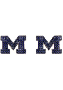 Michigan Wolverines Pave Logo Stud Womens Earrings