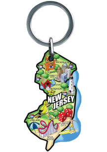 New Jersey Jersey State Shape Map Keychain - Green
