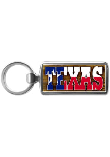 Texas Flag Text Keychain - Brown