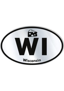 Wisconsin Cheese Oval Chrome Stickers - Silver