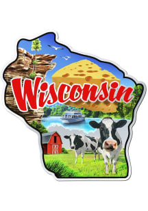 Wisconsin State Shape Collage Stickers - Blue