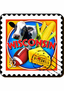 Wisconsin Vintage Stamp Coaster Magnet