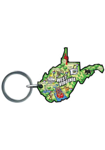 West Virginia State Shape Map Keychain - Green