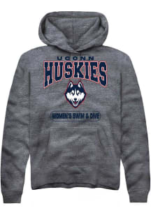 Summit Sportswear UConn Huskies Mens Grey Women's Swim & Dive Long Sleeve Hoodie