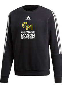 Adidas George Mason University Mens Black 3-Stripe Crew Long Sleeve Crew Sweatshirt
