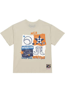 Mitchell and Ness Houston Astros Womens White Cowboy Cutout Short Sleeve T-Shirt