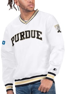 Starter Purdue Boilermakers Mens White Big Ten Arched School Name Pullover Jackets