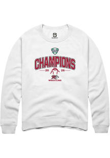 Summit Sportswear Rider Broncs Mens White MAC 2026 Wrestling Champions Long Sleeve Crew Sweatshirt