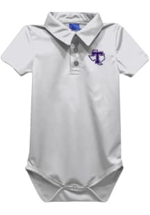 Vive La Fete Tarleton State Texans Baby White Team Short Sleeve One Piece Polo
