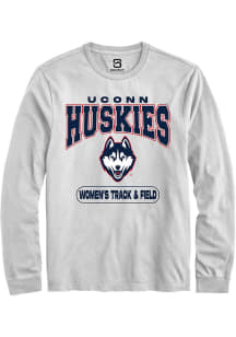 Summit Sportswear UConn Huskies White Women's Track & Field Long Sleeve T Shirt